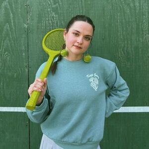 Golden Gems Keep Going Daisy Badge Sweatshirt Unisex Medium Aqua NWT